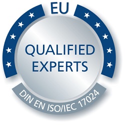 Auszeichnungen immoorga Gutachter: Qualified Experts EU Markenzeichen | Pers.-Zert. Bausachverständiger - Immobiliengutachter gemäß DIN EN ISO/IEC 17024